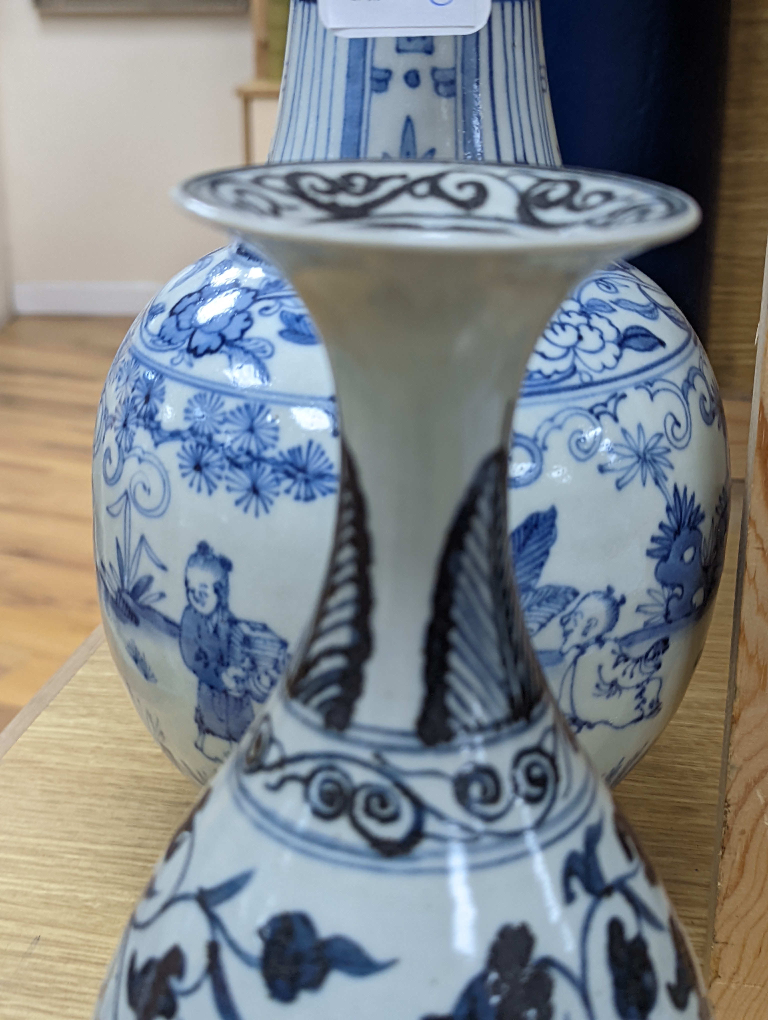 Two Chinese blue and white vases 37cm